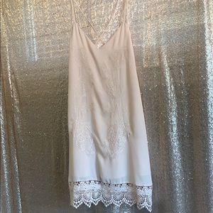 Lace embellished nude slip dress